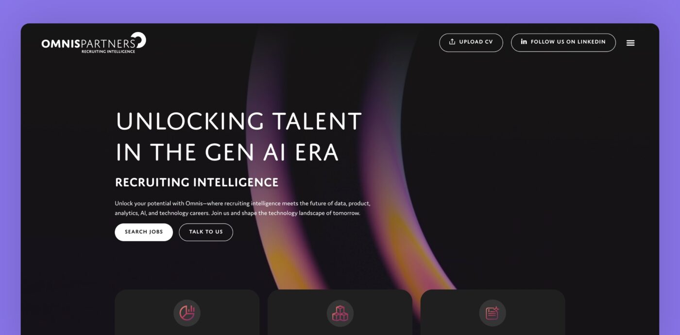 Clear compelling headline for the Omnis Partners recruitment website
