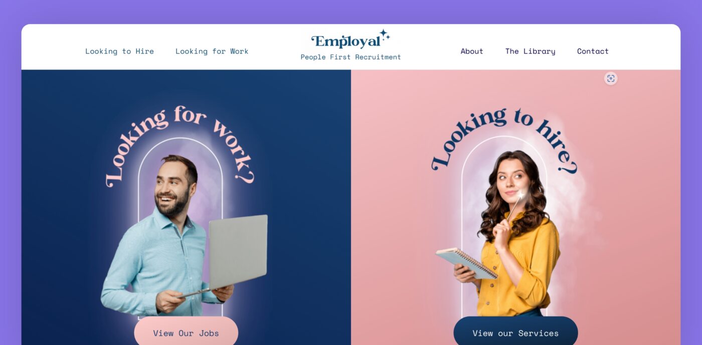 Engaging visuals and images on Employal's recruitment website