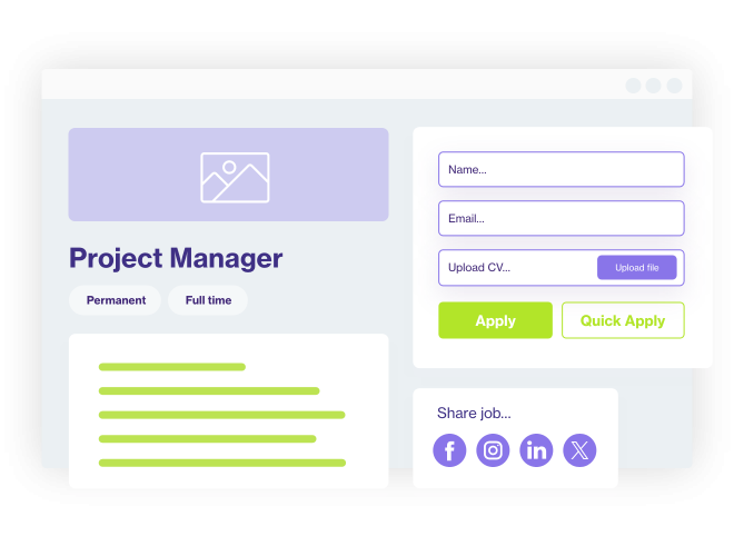 Custom job application form with tailored questions for candidates on a recruitment website