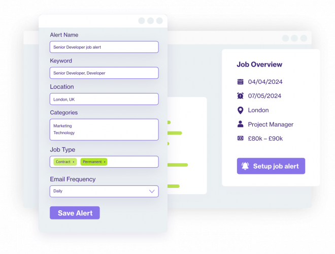 Candidate job alert subscription form allowing users to receive relevant job notifications