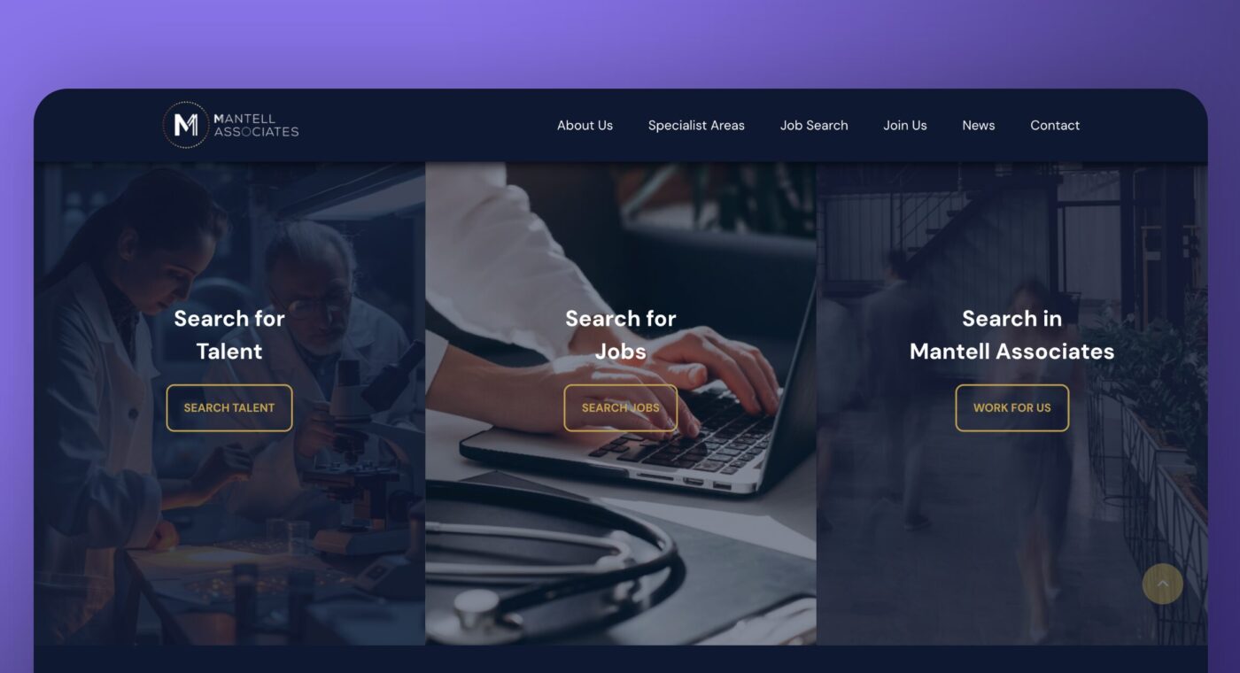 A bold new look for Mantell Associates' new recruitment website