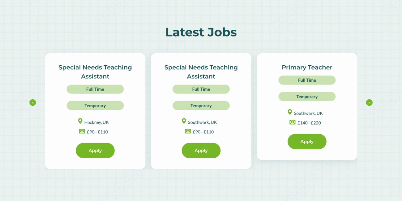 Minimal card-based layout for clear recruitment website content