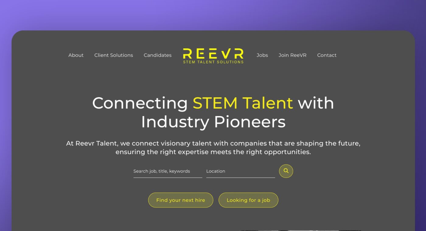 ReeVR: A bold, high-contrast website built to help candidates find STEM roles faster