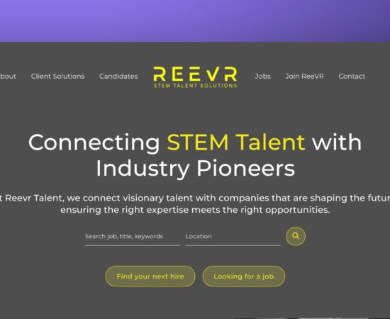 ReeVR: A bold, high-contrast website built to help candidates find STEM roles faster
