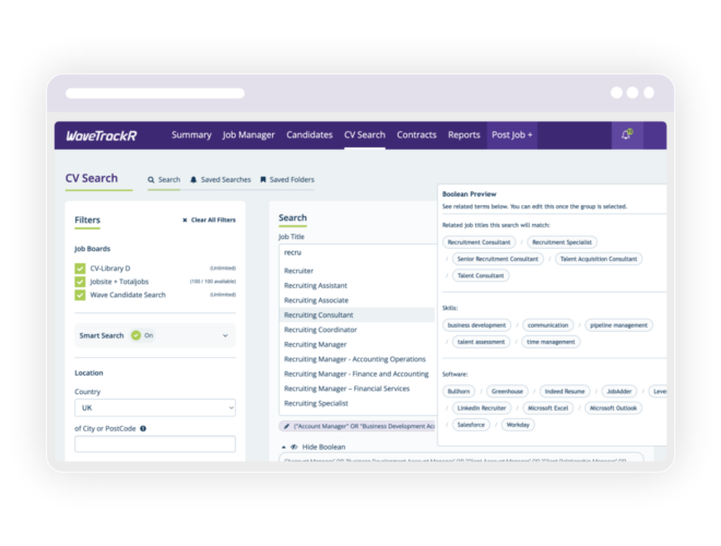 CV search tool generating candidates from job role input