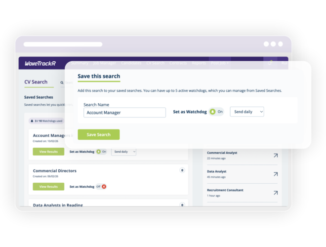 Save and reuse CV searches in recruitment software